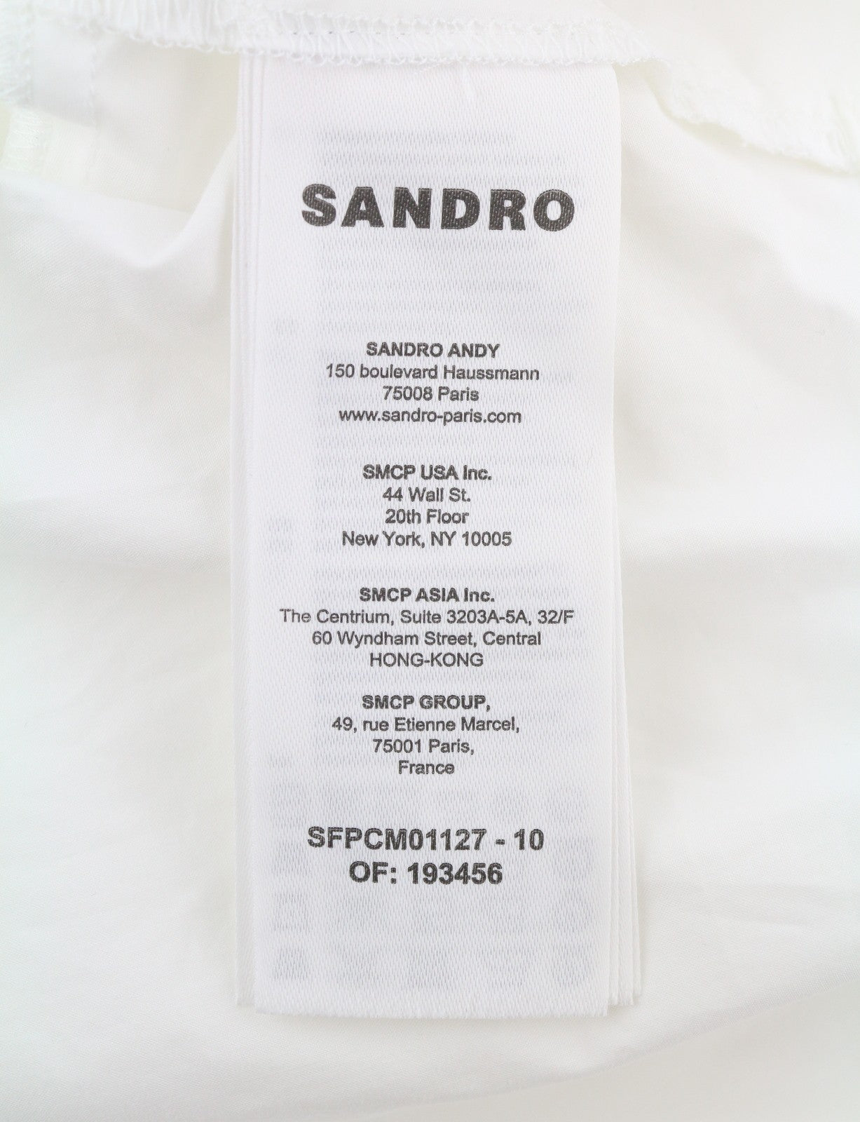 SANDRO Michelle Women Shirt 0 XS White Cropped Point Collar Long Sleeve RRP195