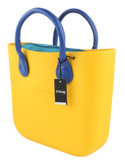 O BAG Mini Women Bag OS Yellow Blue Double Handles Zipper Square