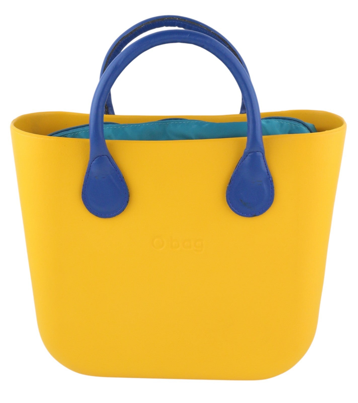 O BAG Mini Women Bag OS Yellow Blue Double Handles Zipper Square