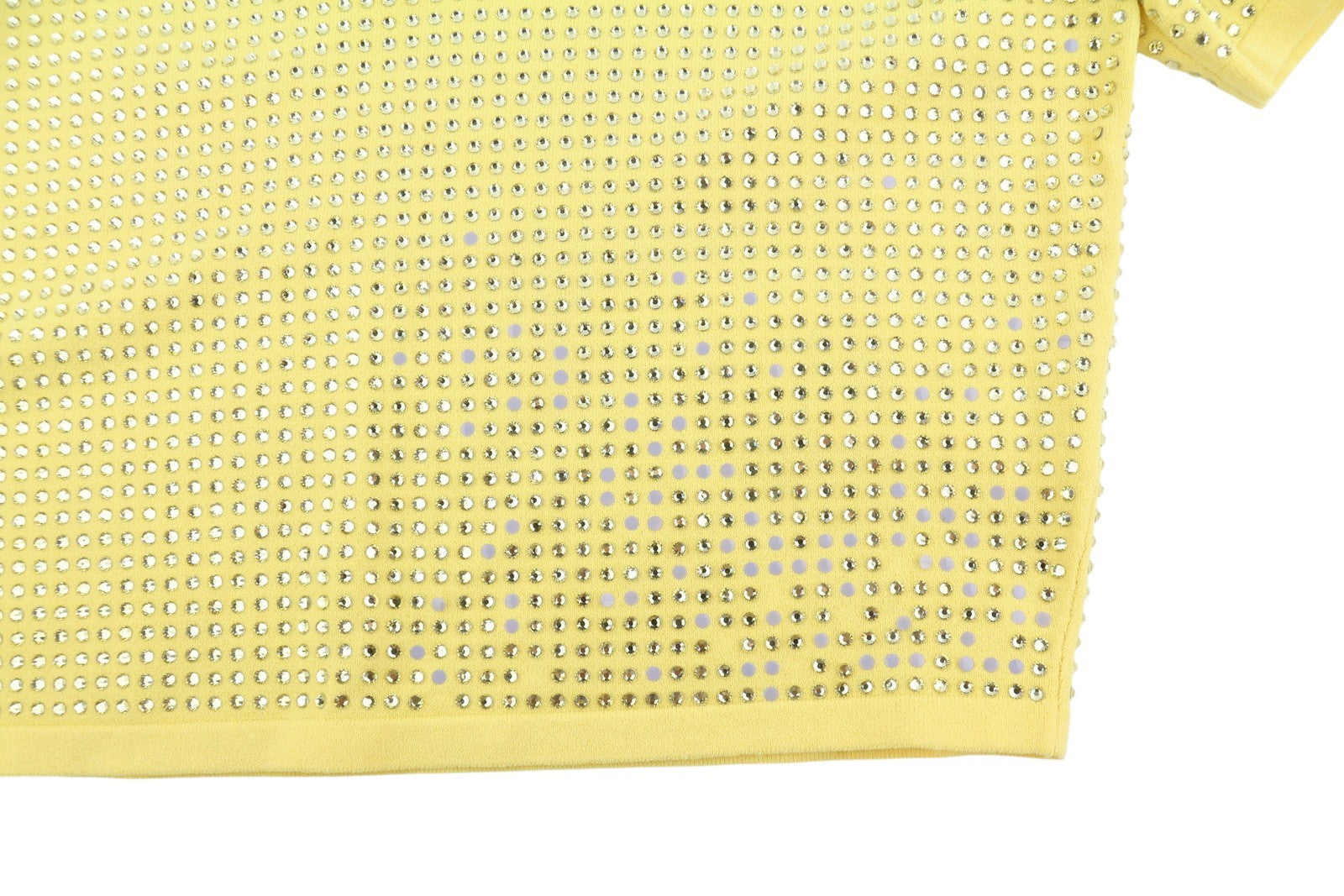 SANDRO Vierge Women T-Shirt 2 M Yellow Shiny Embellished Polo Short Sleeves