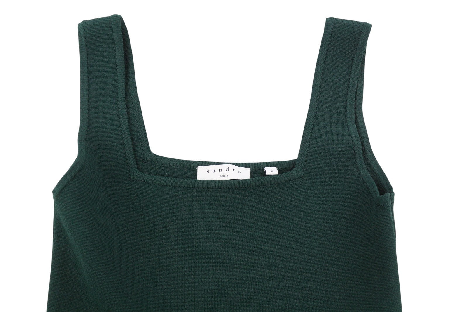 SANDRO Women T-Shirt 2 M Green Tassels Beads Scalloped Hem Knit Cropped RRP125