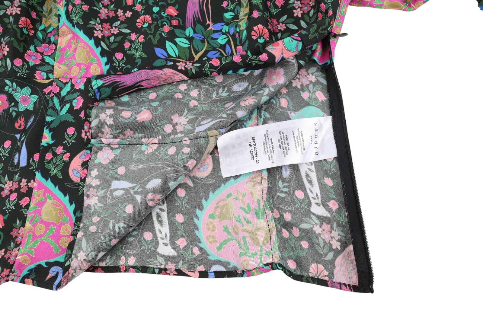 SANDRO Women Blouse 0 XS Colourful Silk Square Neckline Cropped Balloon Sleeve