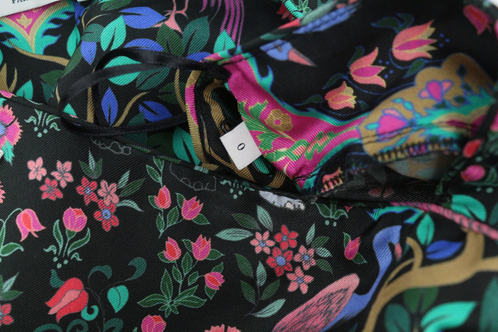 SANDRO Women Blouse 0 XS Colourful Silk Square Neckline Cropped Balloon Sleeve