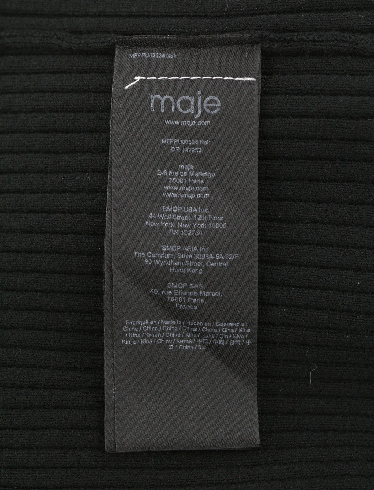 MAJE Modo Women Jumper 1 S Black Wool Blend Close-Fitting Openwork Sleeve RRP215