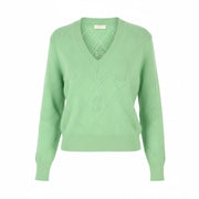 SANDRO Joseph Women Jumper 0 XS Green Wool Cashmere Knit Soft V-Neck RRP255