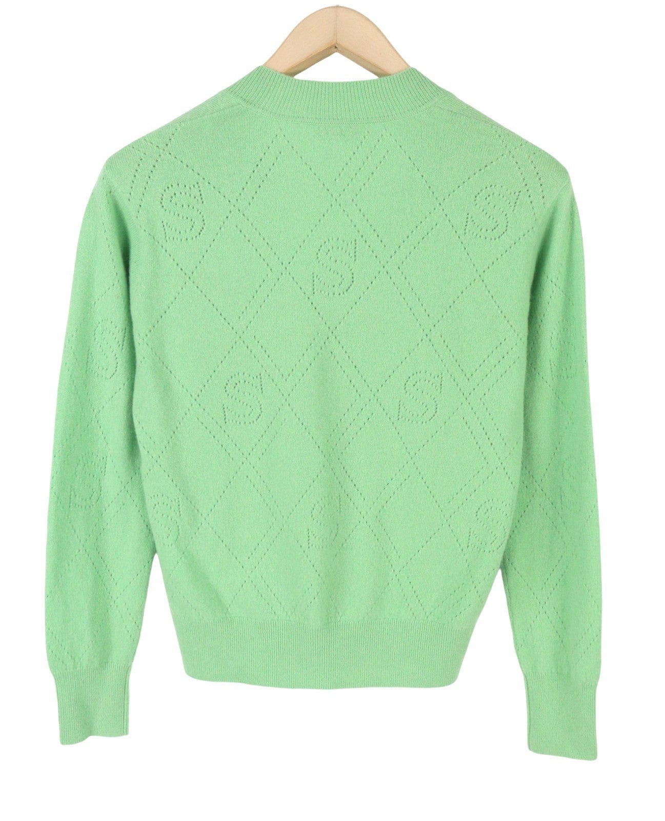 SANDRO Joseph Women Jumper 0 XS Green Wool Cashmere Knit Soft V-Neck RRP255