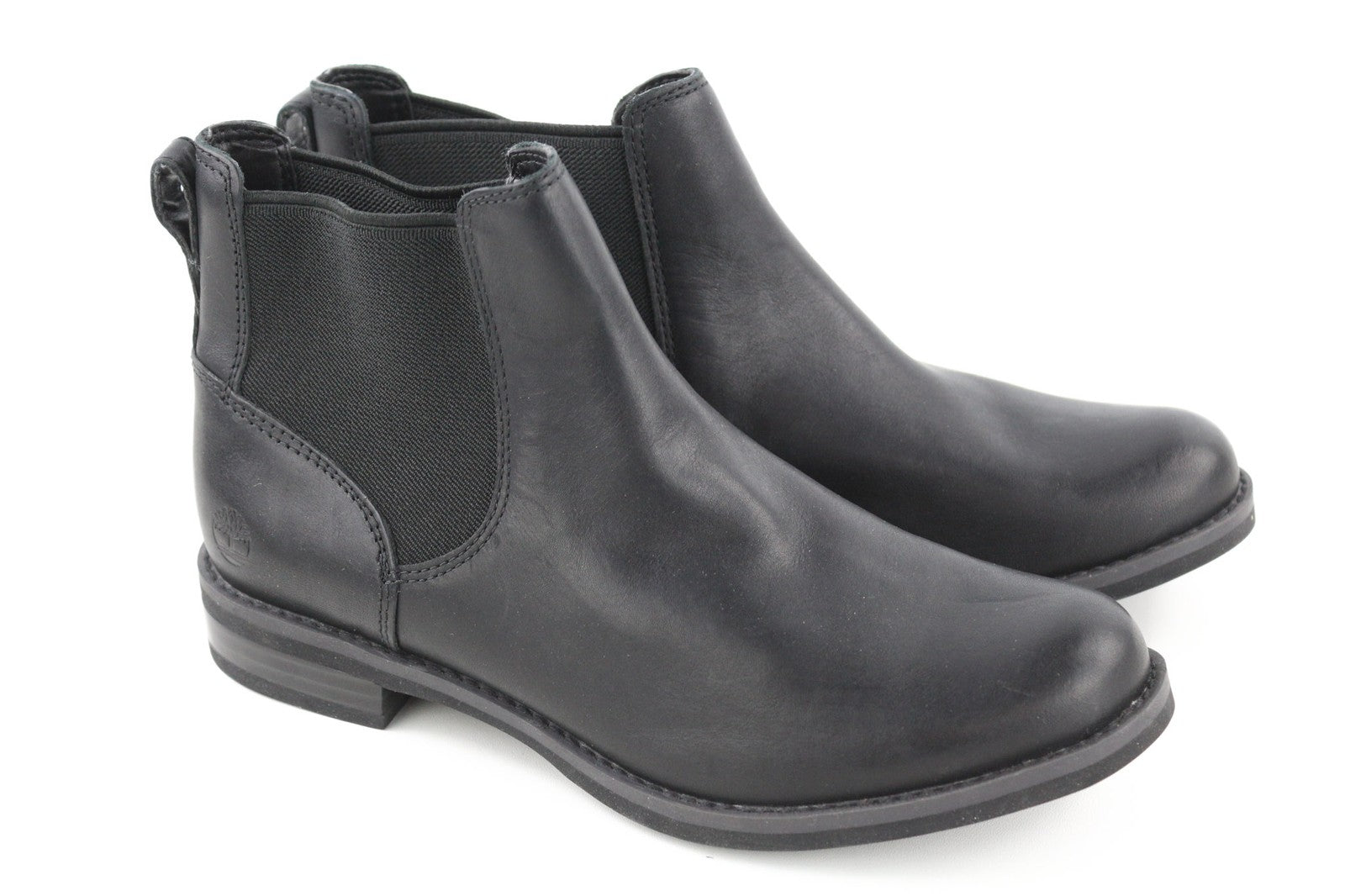 TIMBERLAND A1KHL Women's EU37.5 UK4.5 Black Leather Side Panel Boots Pull Tab