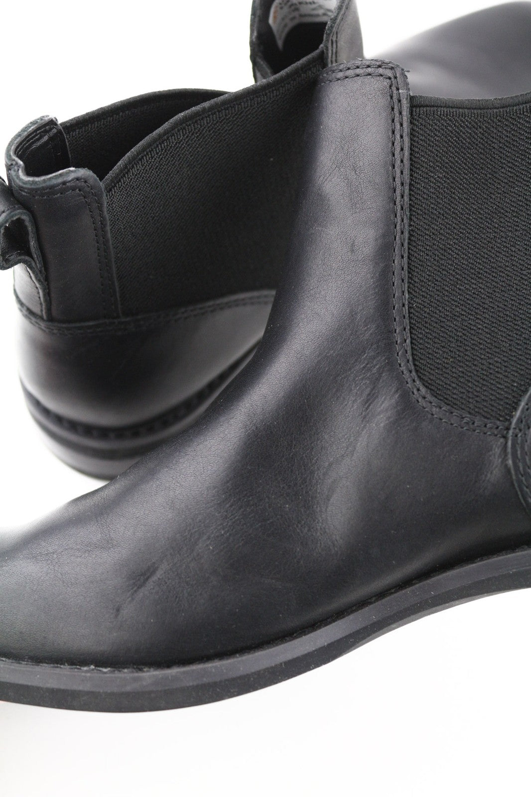 TIMBERLAND A1KHL Women's EU37.5 UK4.5 Black Leather Side Panel Boots Pull Tab