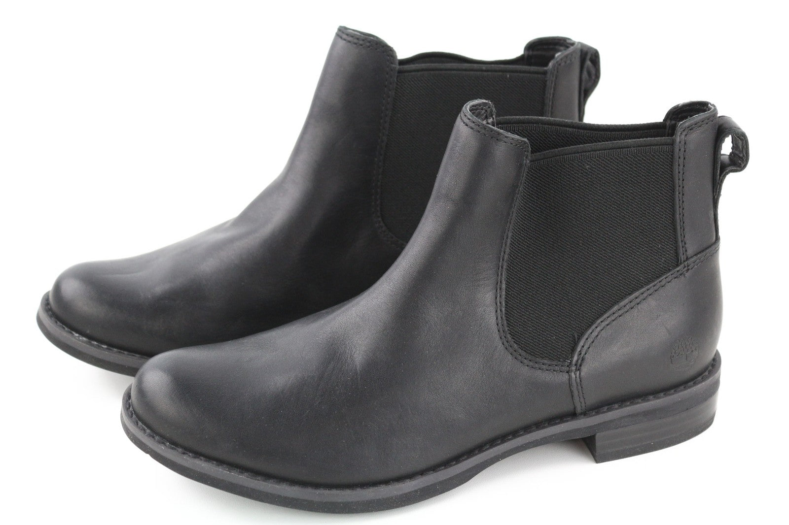 TIMBERLAND A1KHL Women's EU37.5 UK4.5 Black Leather Side Panel Boots Pull Tab