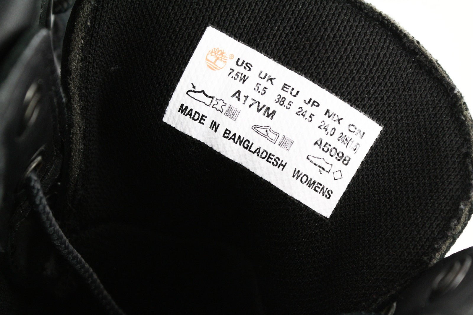 TIMBERLAND A17VM Women's EU38.5 UK5.5 Black Leather Lace Up Waterproof Boots