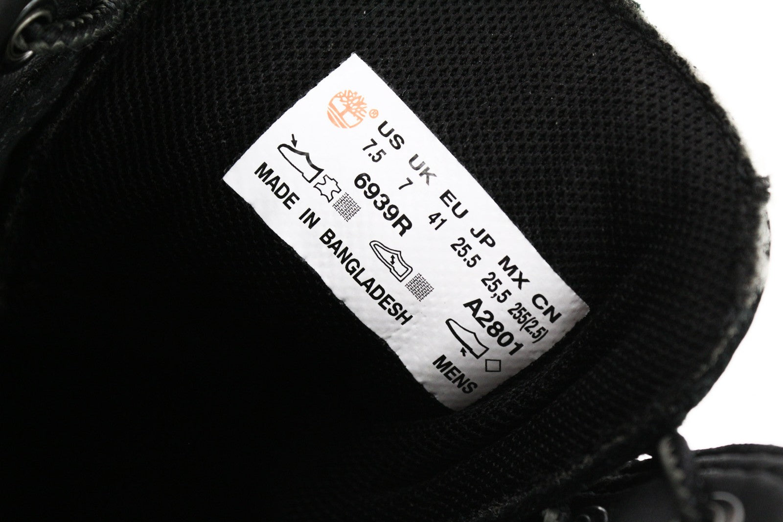 TIMBERLAND 6939R Men's EU41 UK7 Black Leather High-Top Boots Lace Up Round Toe