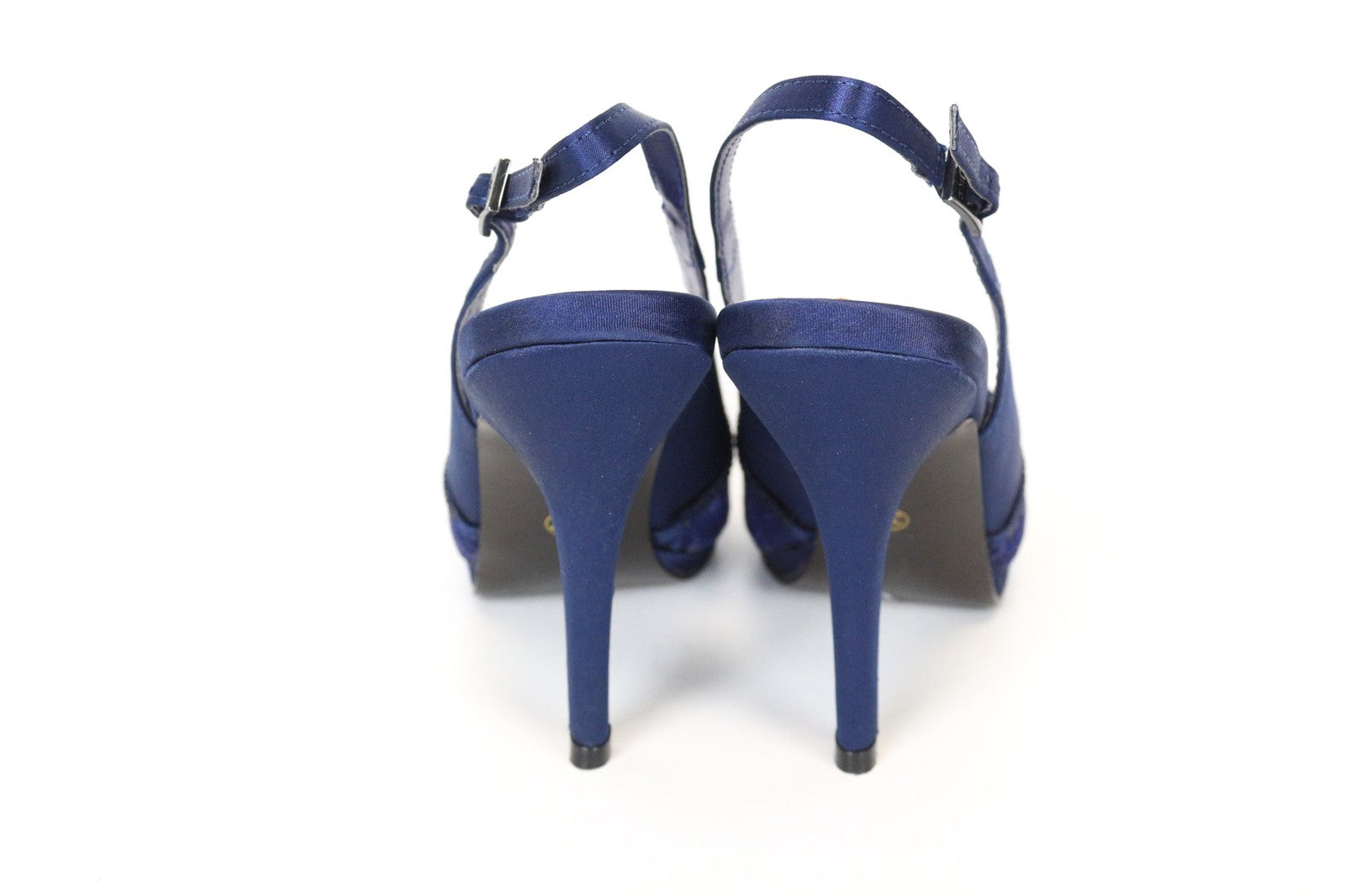 06 THE GOLDEN EDITION Women's Blue Heels EU37 Rhinestone Lace Open Toe Shoes