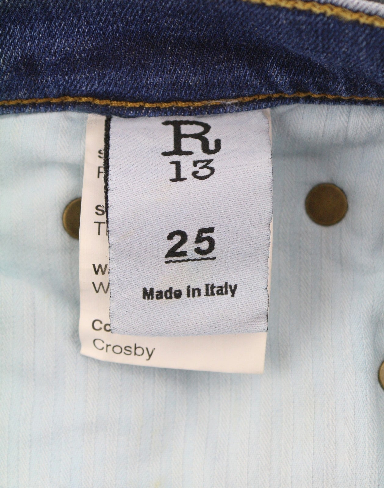 R13 The Drop Women Jeans 25 Crosby Faded Dirty Look Cropped Crop Crotch RRP440