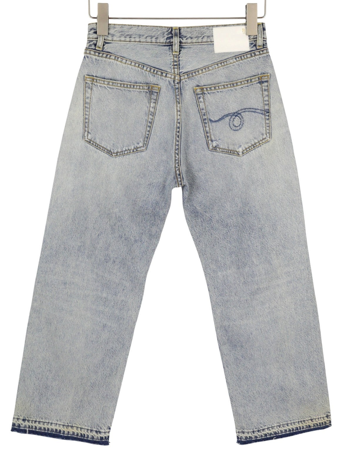 R13 Camille Women Jeans 27 Leyton Blue Faded Distressed Ripped Cropped Ankle