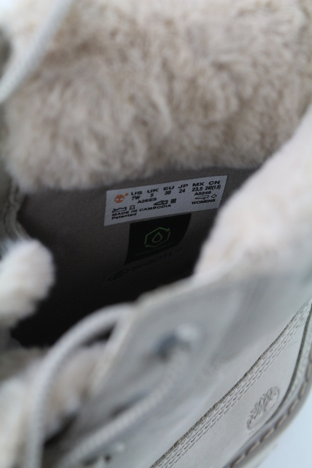 TIMBERLAND A2EES-A5246 Women's EU37.5/38 Light Grey Genuine Leather High-Top