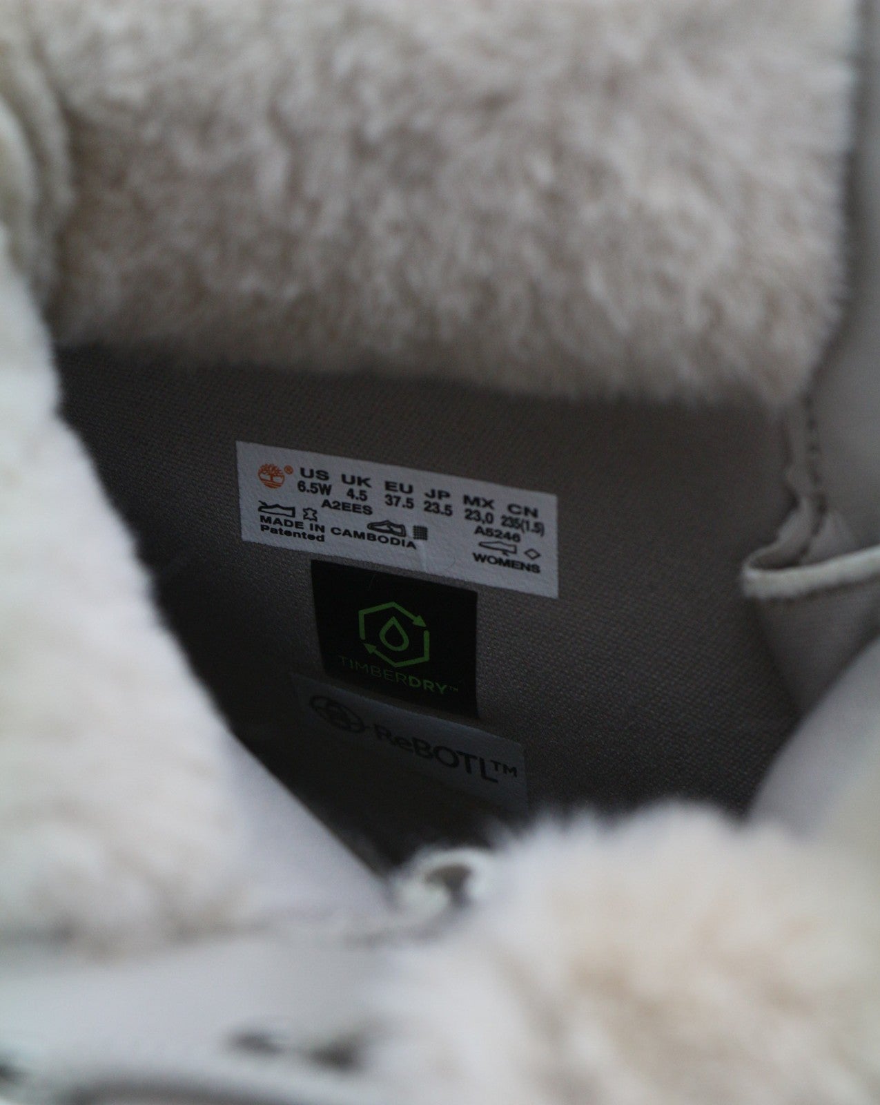 TIMBERLAND A2EES-A5246 Women's EU37.5/38 Light Grey Genuine Leather High-Top