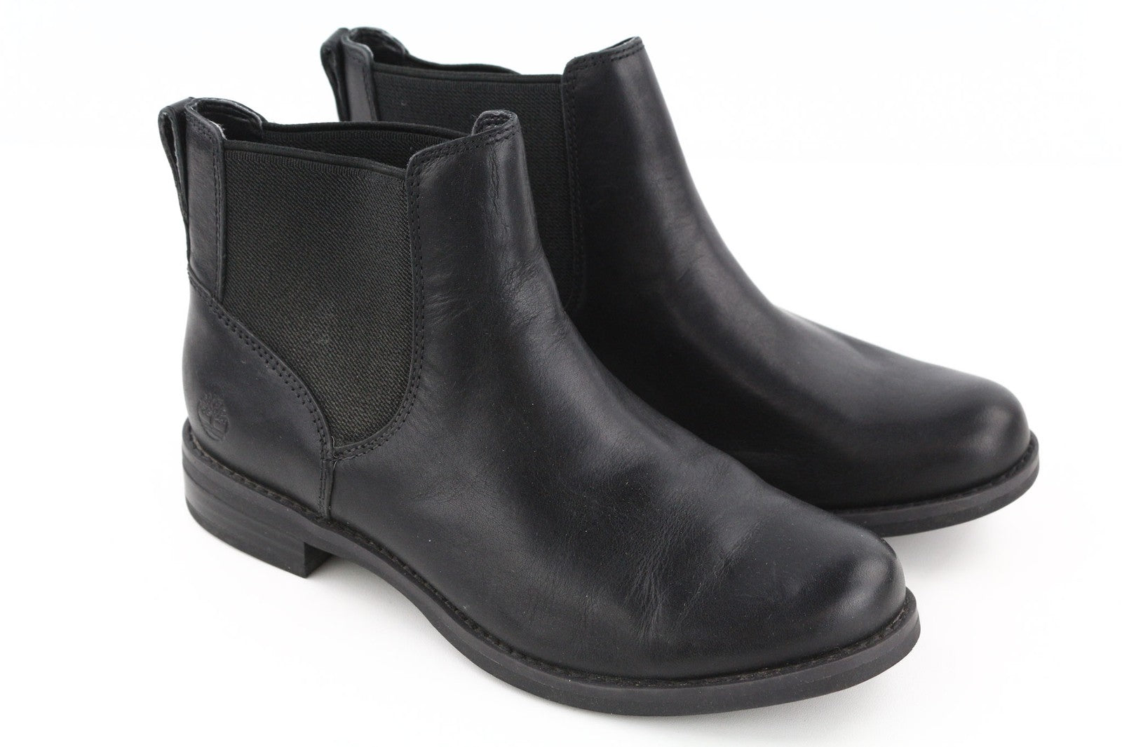 TIMBERLAND A1KHL Women's EU37 UK4 Black Leather Pull-On Boots Mid Side Panels