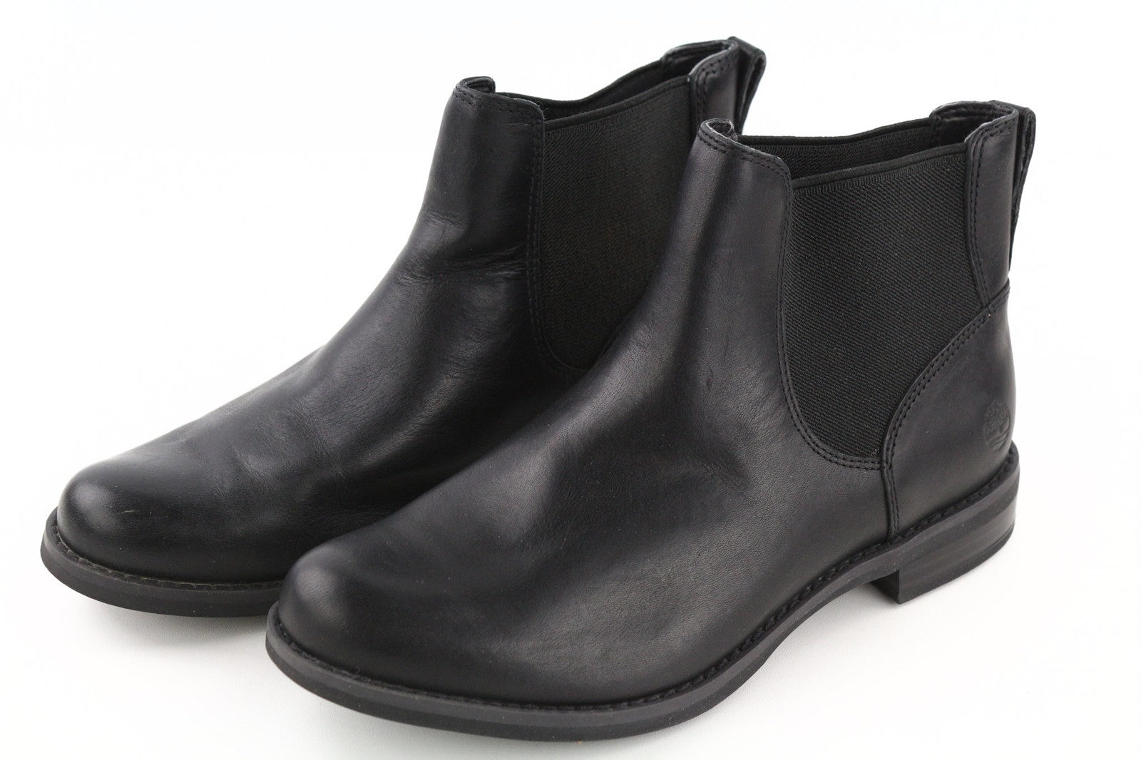 TIMBERLAND A1KHL Women's EU37 UK4 Black Leather Pull-On Boots Mid Side Panels