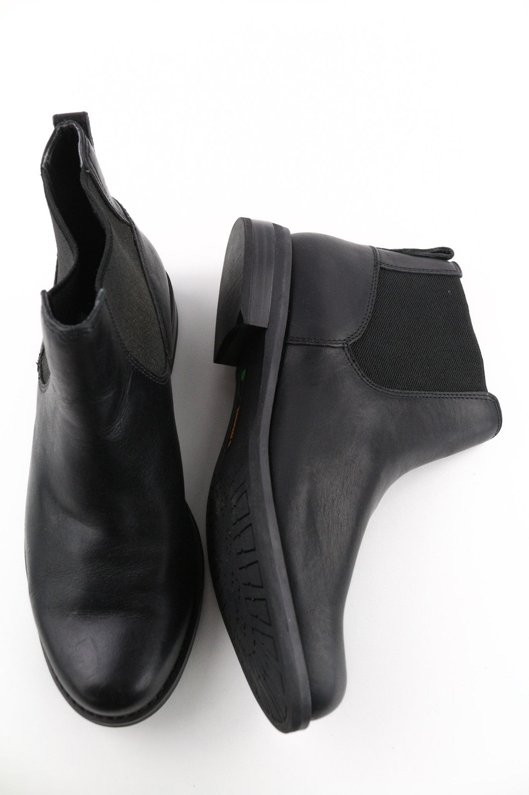 TIMBERLAND A1KHL Women's EU37 UK4 Black Leather Pull-On Boots Mid Side Panels