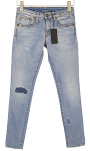 R13 Alison Crop Women Jeans 24 Light Destroyed Faded Patches Distressed Skinny