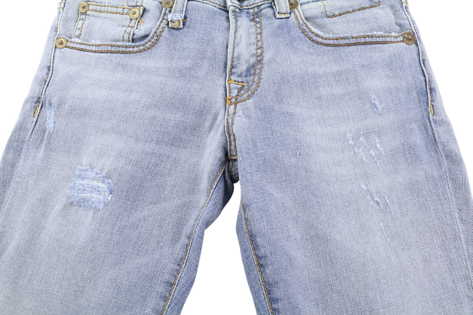 R13 Alison Crop Women Jeans 24 Light Destroyed Faded Patches Distressed Skinny