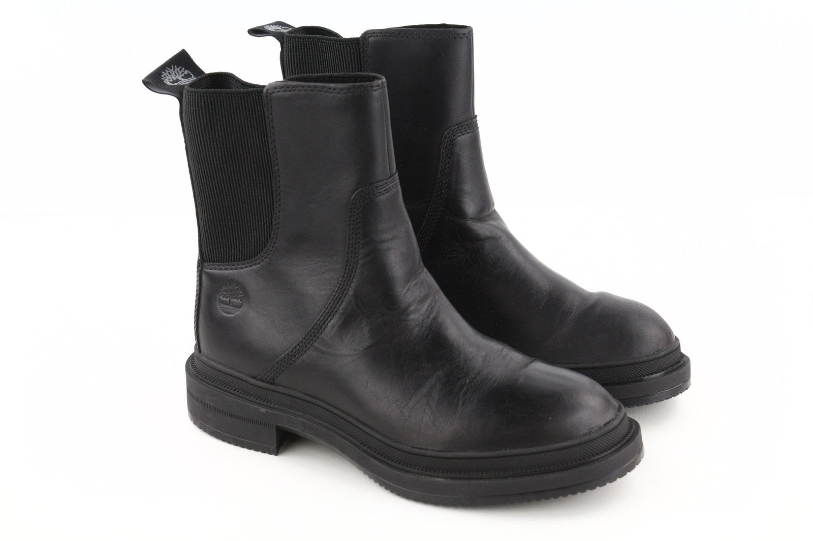 TIMBERLAND A2587 Women's EU37 UK4 Black Leather Pull Tab Side Panel ReBOTL Boots