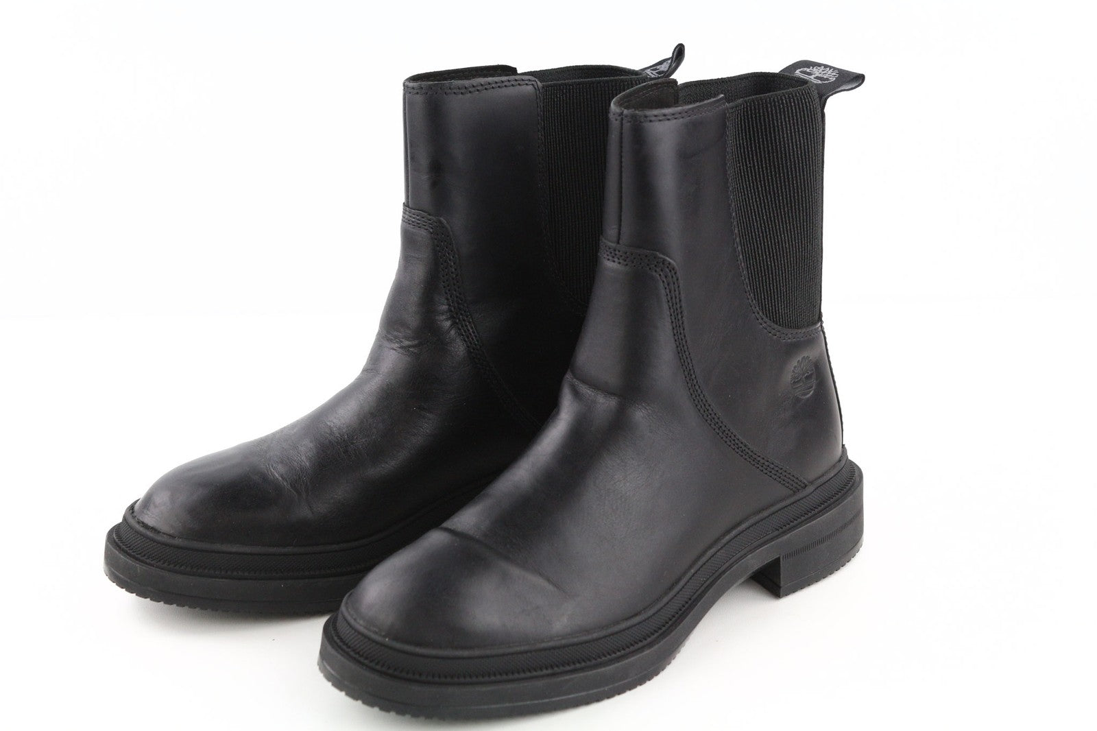 TIMBERLAND A2587 Women's EU37 UK4 Black Leather Pull Tab Side Panel ReBOTL Boots