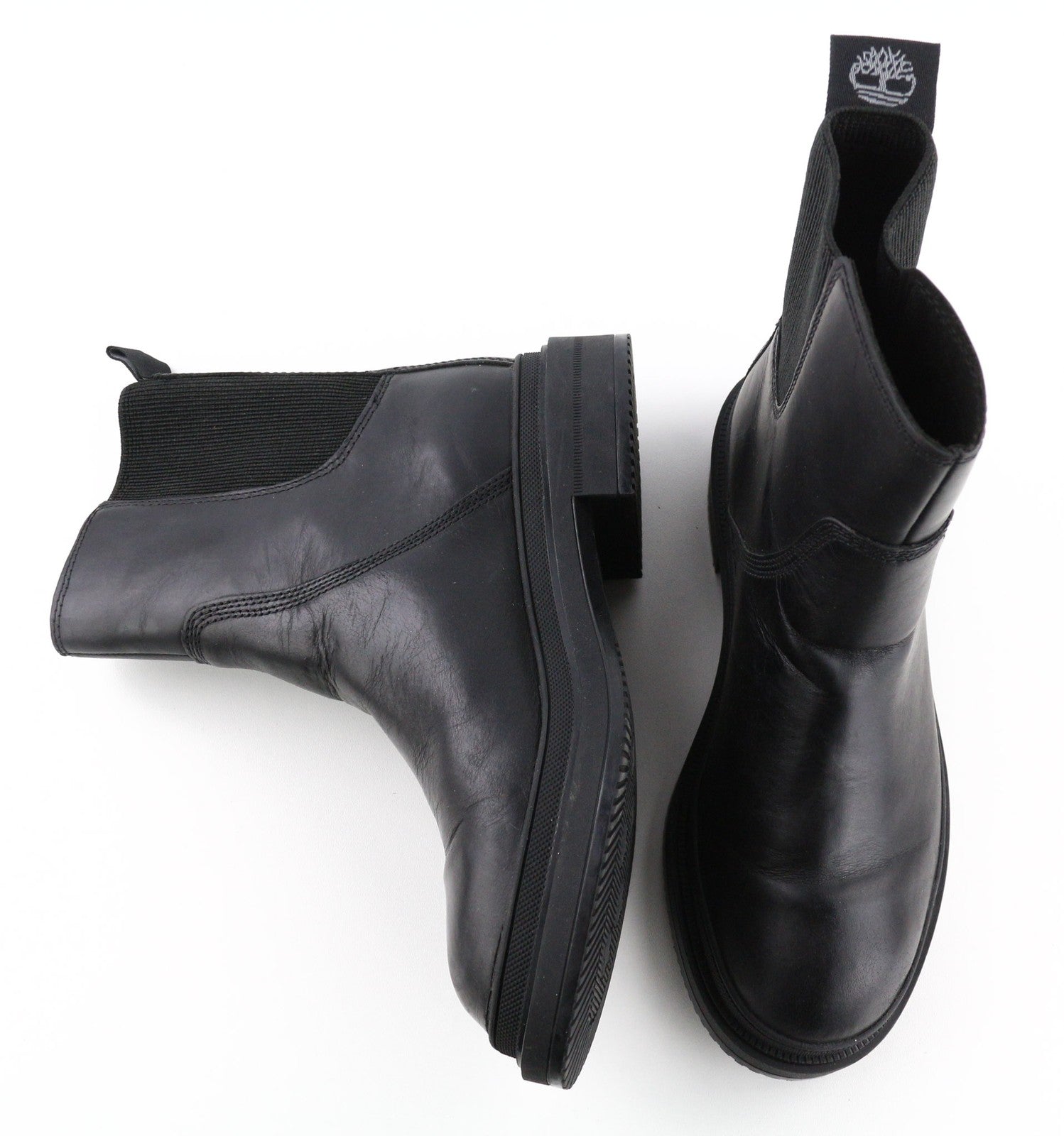 TIMBERLAND A2587 Women's EU37 UK4 Black Leather Pull Tab Side Panel ReBOTL Boots