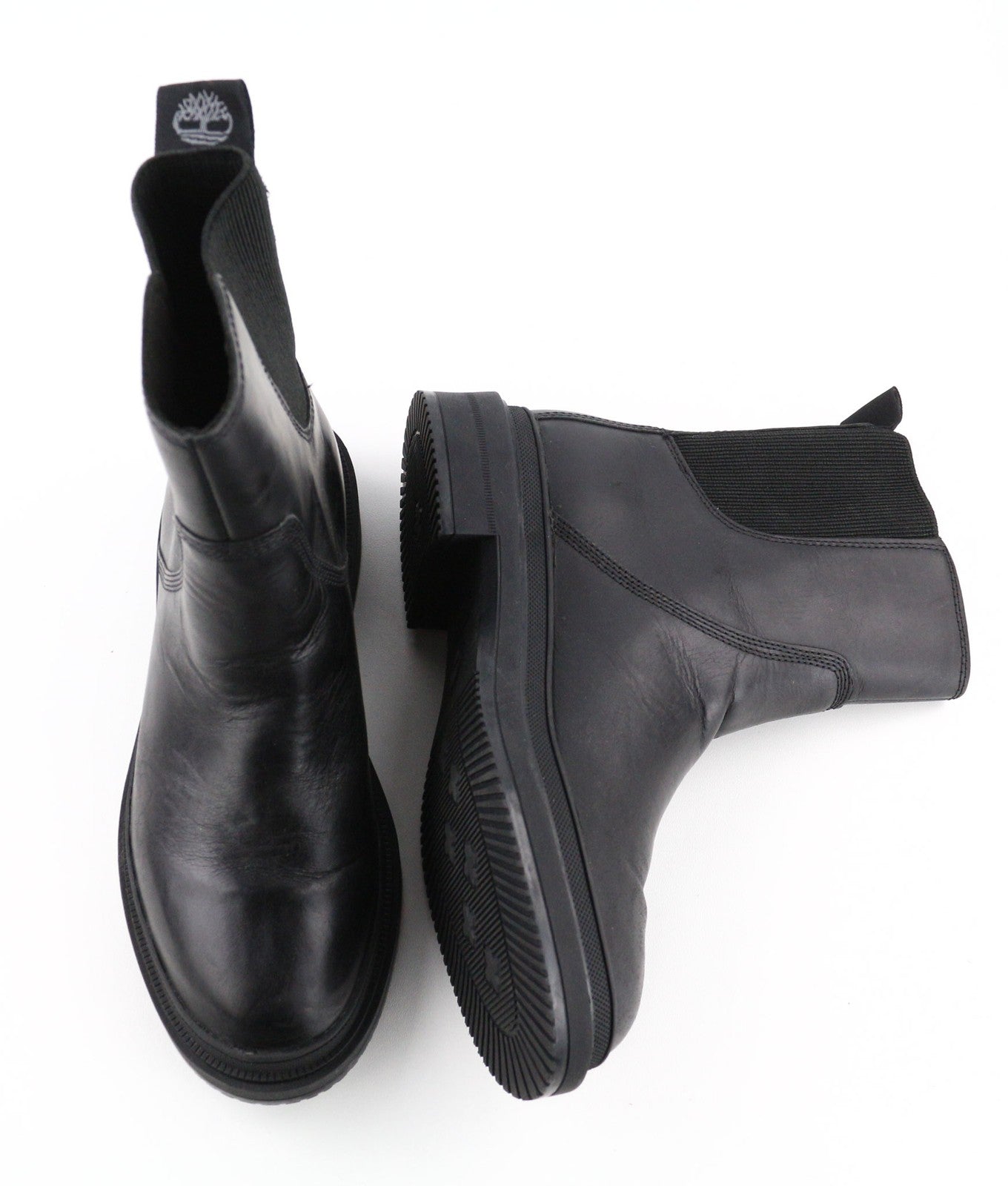 TIMBERLAND A2587 Women's EU37 UK4 Black Leather Pull Tab Side Panel ReBOTL Boots