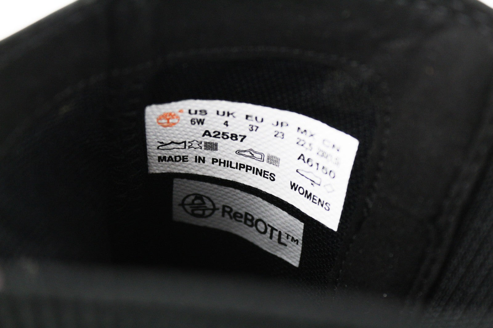 TIMBERLAND A2587 Women's EU37 UK4 Black Leather Pull Tab Side Panel ReBOTL Boots