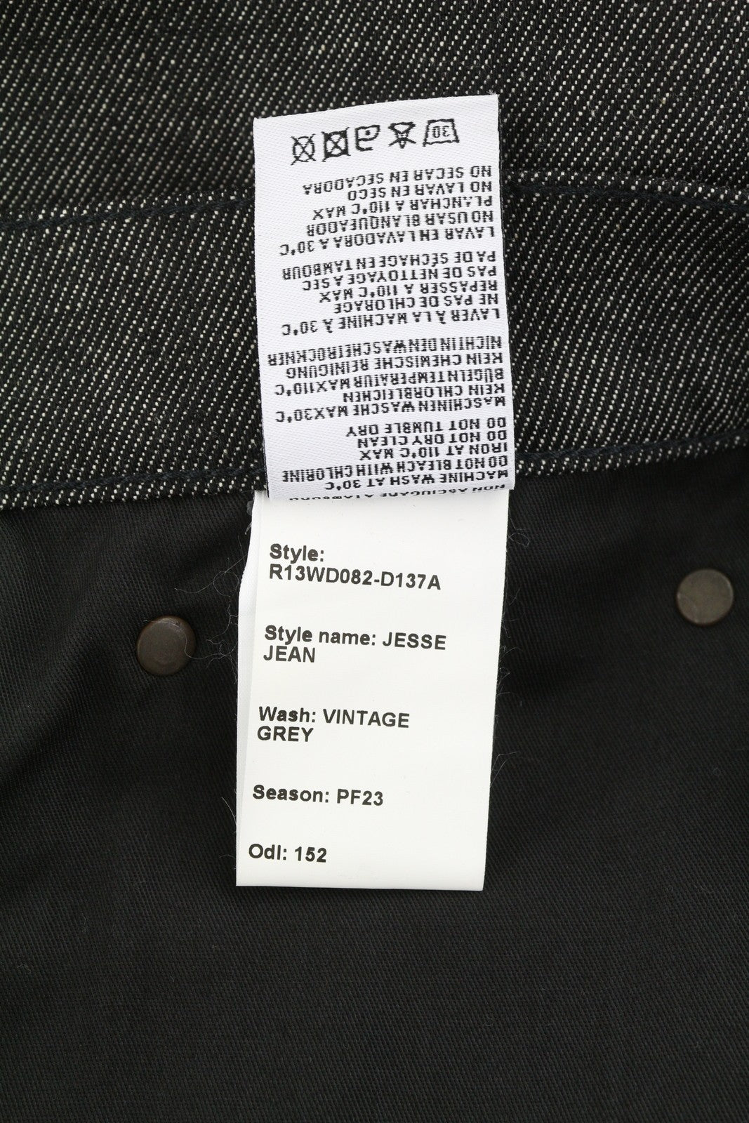 R13 Jesse Women Jeans 31 Vintage Grey Drop Crotch Loose Fit Baggy Dark Denim