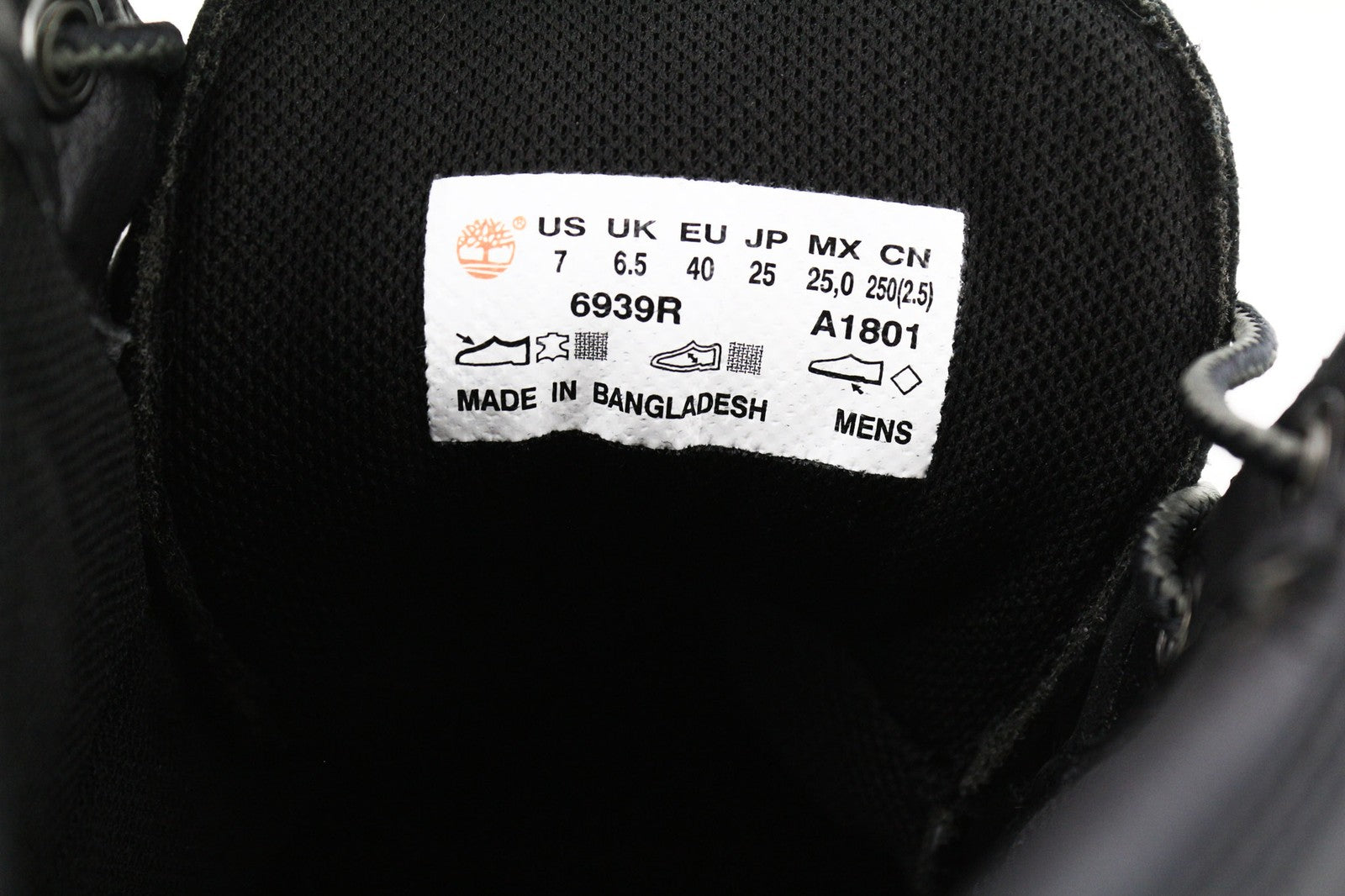 TIMBERLAND 6939R Men's EU40 UK6.5 Black Leather Lace Up Boots High Top Round Toe