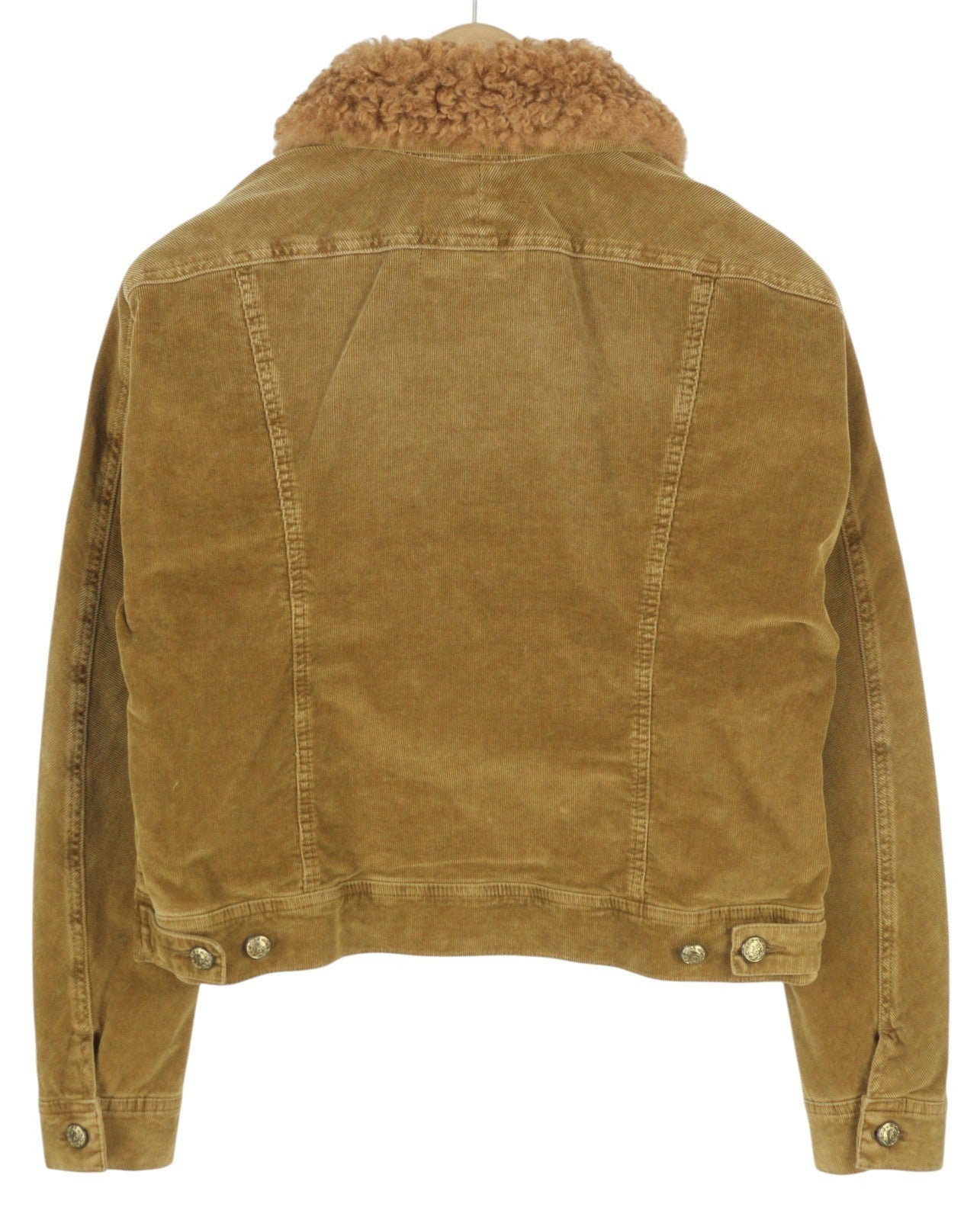 R13 Skinny Trucker Women Jacket M Golden Brown Stretch Cord Faded FW25 RRP1199