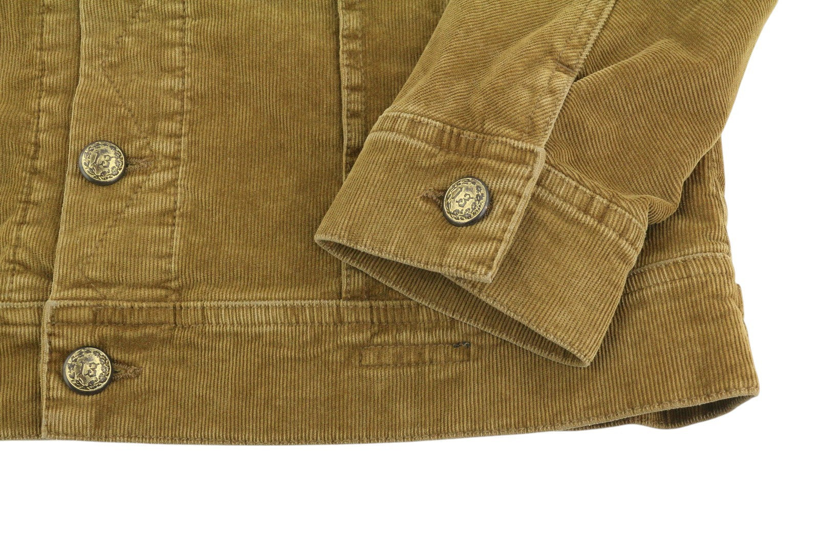 R13 Skinny Trucker Women Jacket M Golden Brown Stretch Cord Faded FW25 RRP1199