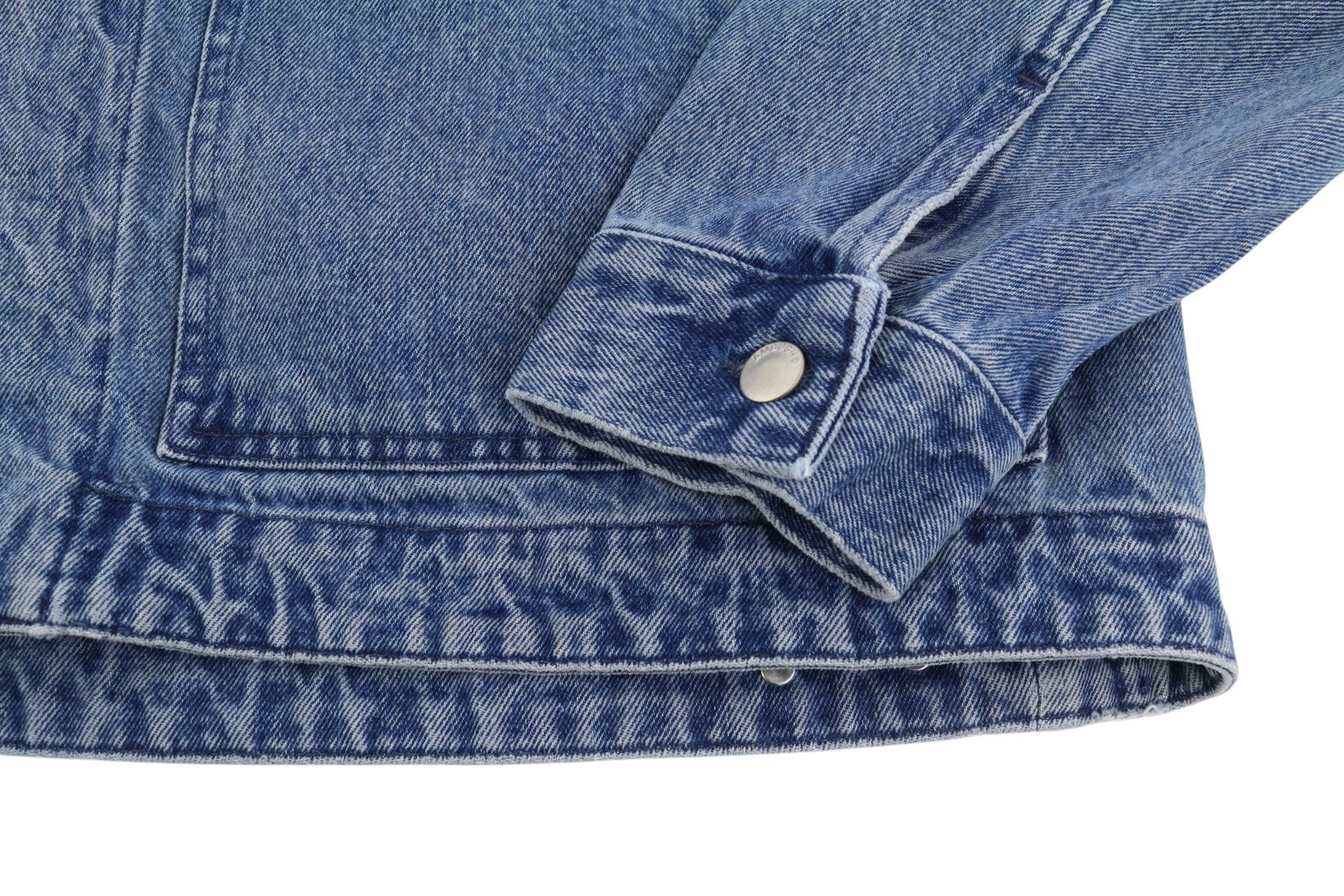 AMBUSH Men Jacket L Denim Blue Faded Patch Pockets Zip Oversized Lightweight