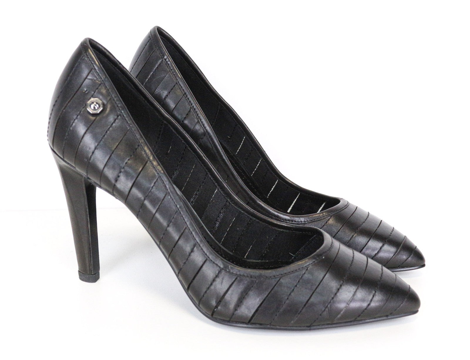 DIESEL Women's Black Textured High Heel Pointed Toe Shoes EU39 Classic Style