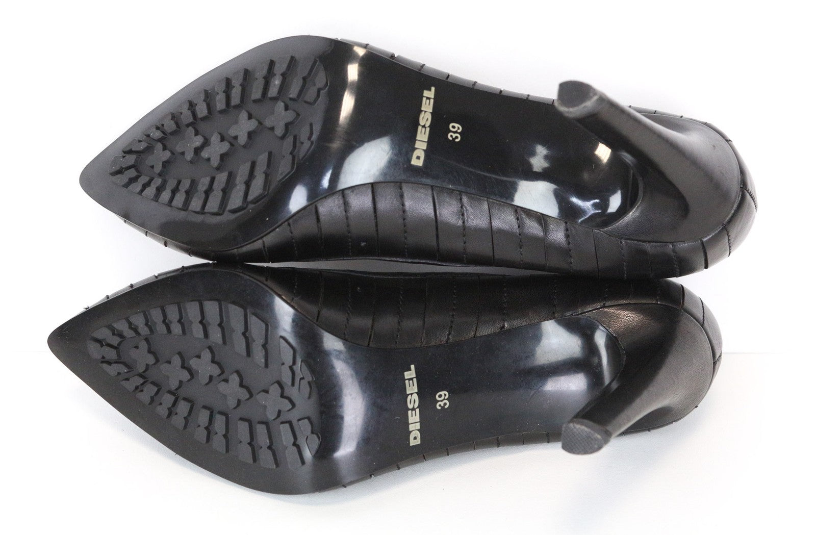 DIESEL Women's Black Textured High Heel Pointed Toe Shoes EU39 Classic Style