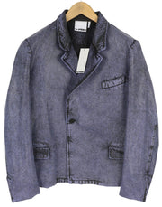 LE PERE Denim Men Blazer M Purple Oversye Waxed Faded Single Breasted Notch