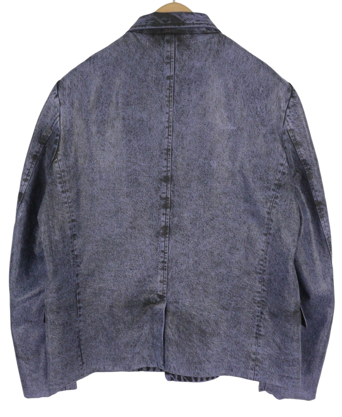 LE PERE Denim Men Blazer M Purple Oversye Waxed Faded Single Breasted Notch