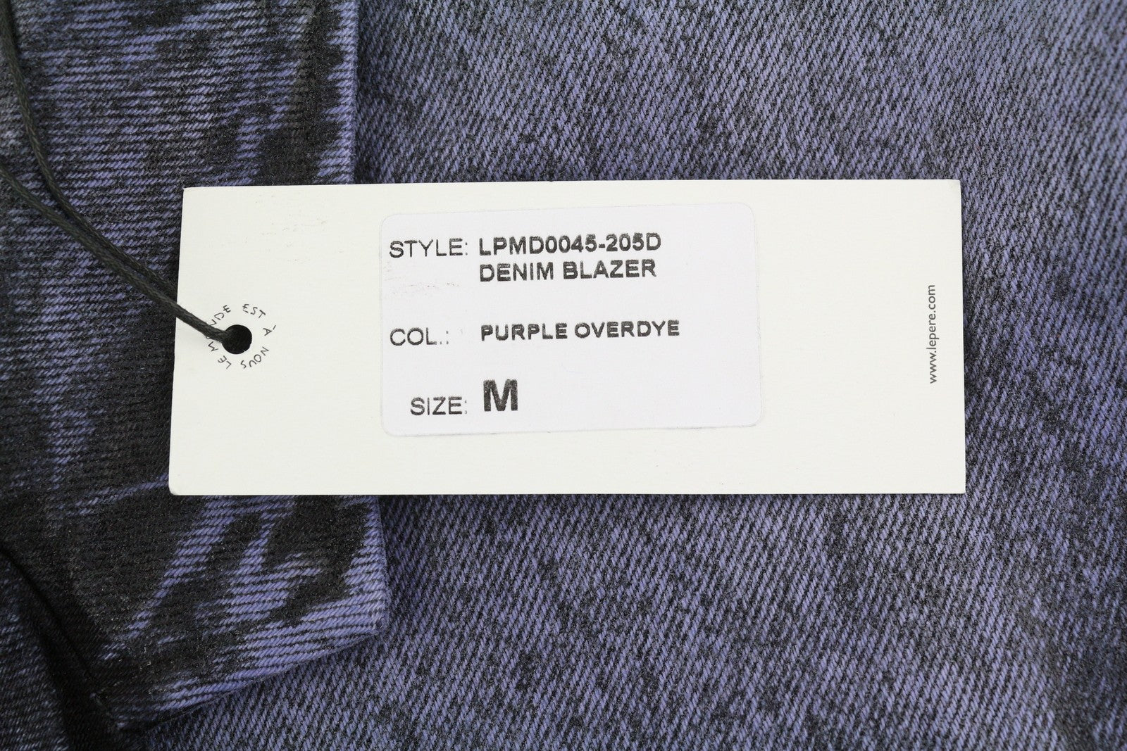 LE PERE Denim Men Blazer M Purple Oversye Waxed Faded Single Breasted Notch