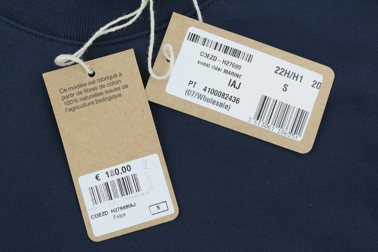 A.P.C. Rider Men Sweatshirt S Dark Blue Crew Neck Cotton Logo Pullover RRP220