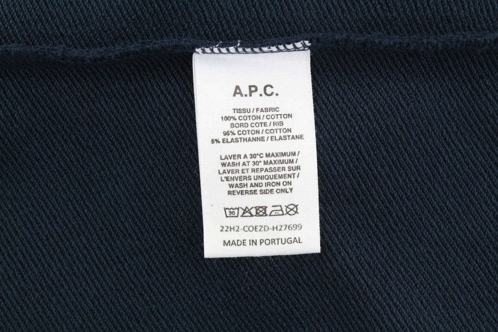 A.P.C. Rider Men Sweatshirt S Dark Blue Crew Neck Cotton Logo Pullover RRP220
