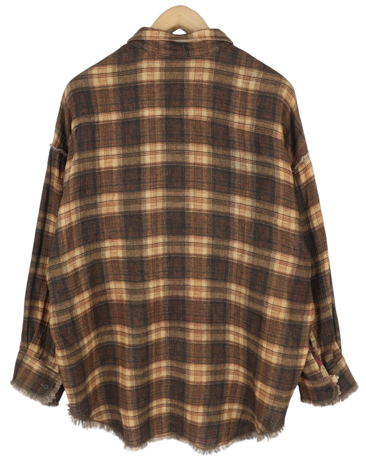 R13 Reversible Drop Neck Women Shirt S Plaid With Khaki Floral PF25 RRP1045