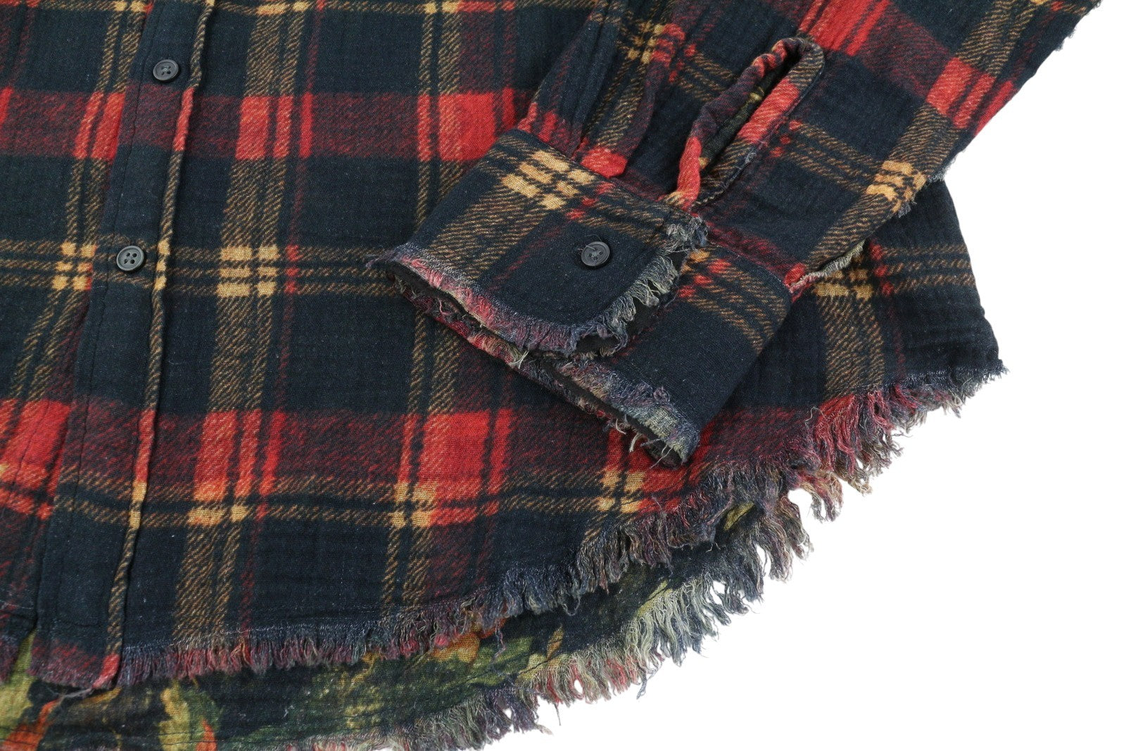 R13 Reversible Drop Neck Women Shirt S Red Plaid With Leaf Camo FW25 RRP1045