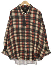R13 Shredded Seam Drop Neck Women Shirt XL Plaid Oversized Loose RRP945 FW25