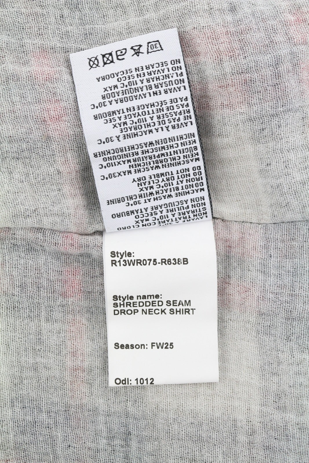 R13 Shredded Seam Drop Neck Women Shirt XL Plaid Oversized Loose RRP945 FW25