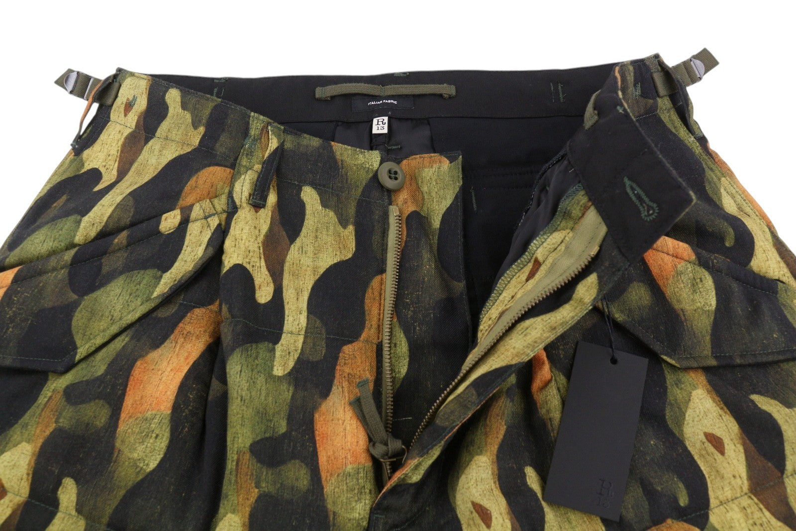 R13 Padded Military Women Trousers 29 Wool Silk Patterned Cropped Insulated FW25