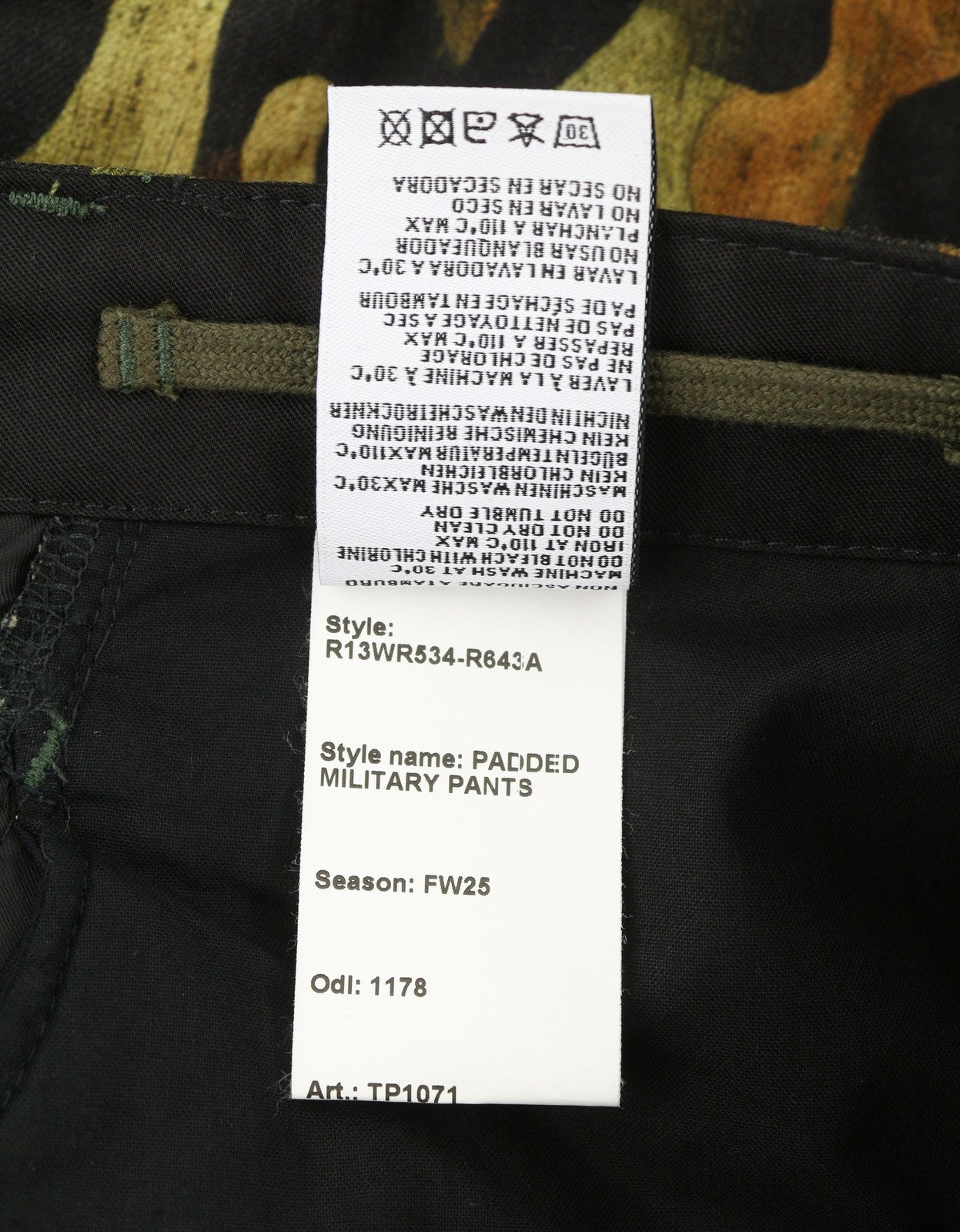 R13 Padded Military Women Trousers 29 Wool Silk Patterned Cropped Insulated FW25