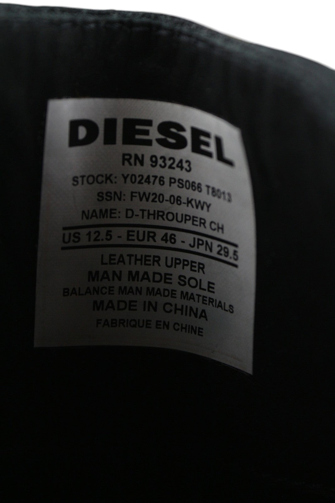 DIESEL D-Throuper Men's EU46 Black Leather Pull-On High-Top Boots RRP€260