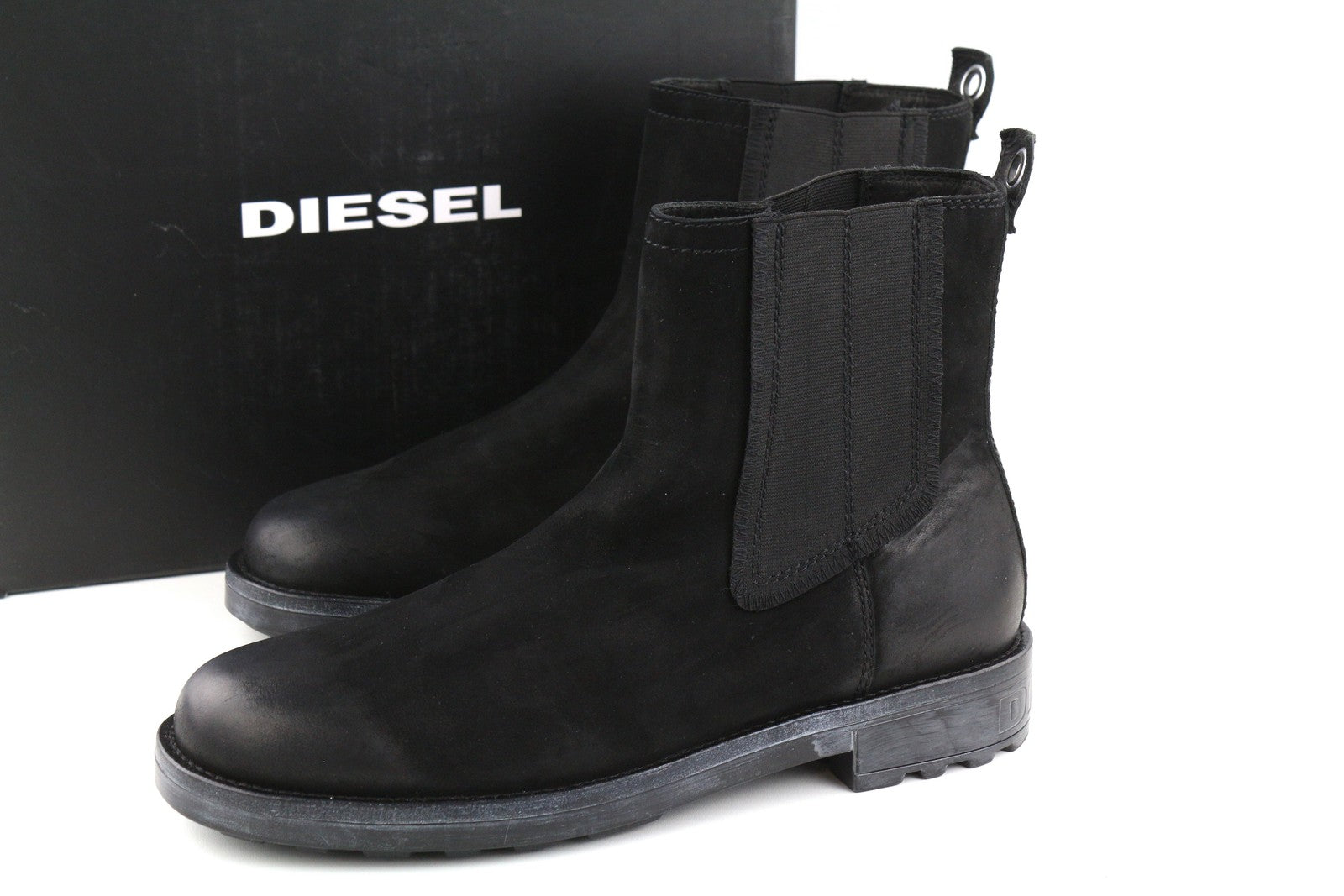 DIESEL D-Throuper Men's EU46 Black Leather Pull-On High-Top Boots RRP€260